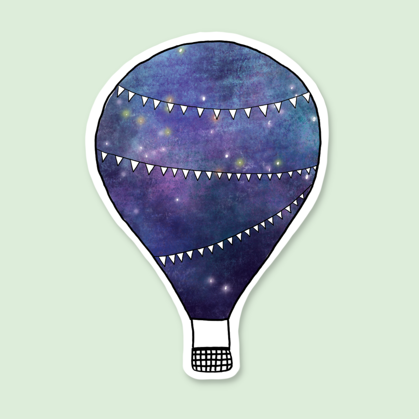 Galaxy Hot Air Balloon Sticker | Holographic Sticker | Space Laptop Decal