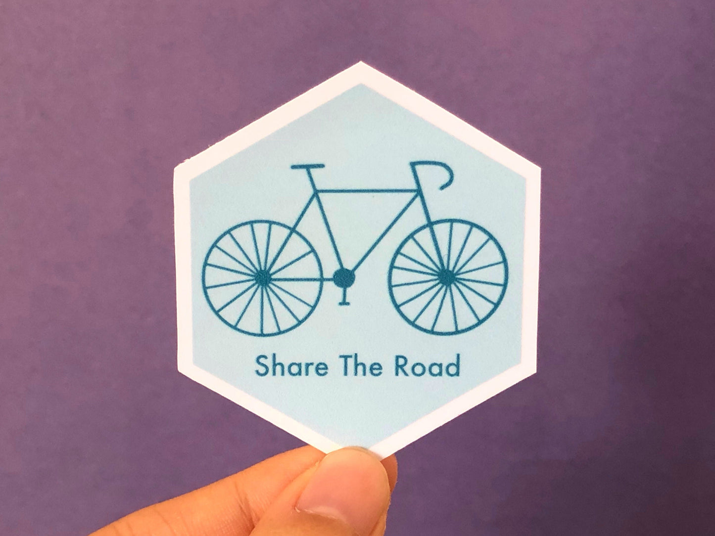 Share The Road Hexagon Sticker | Laptop Decal | Bumper Sticker | Outdoors Vinyl