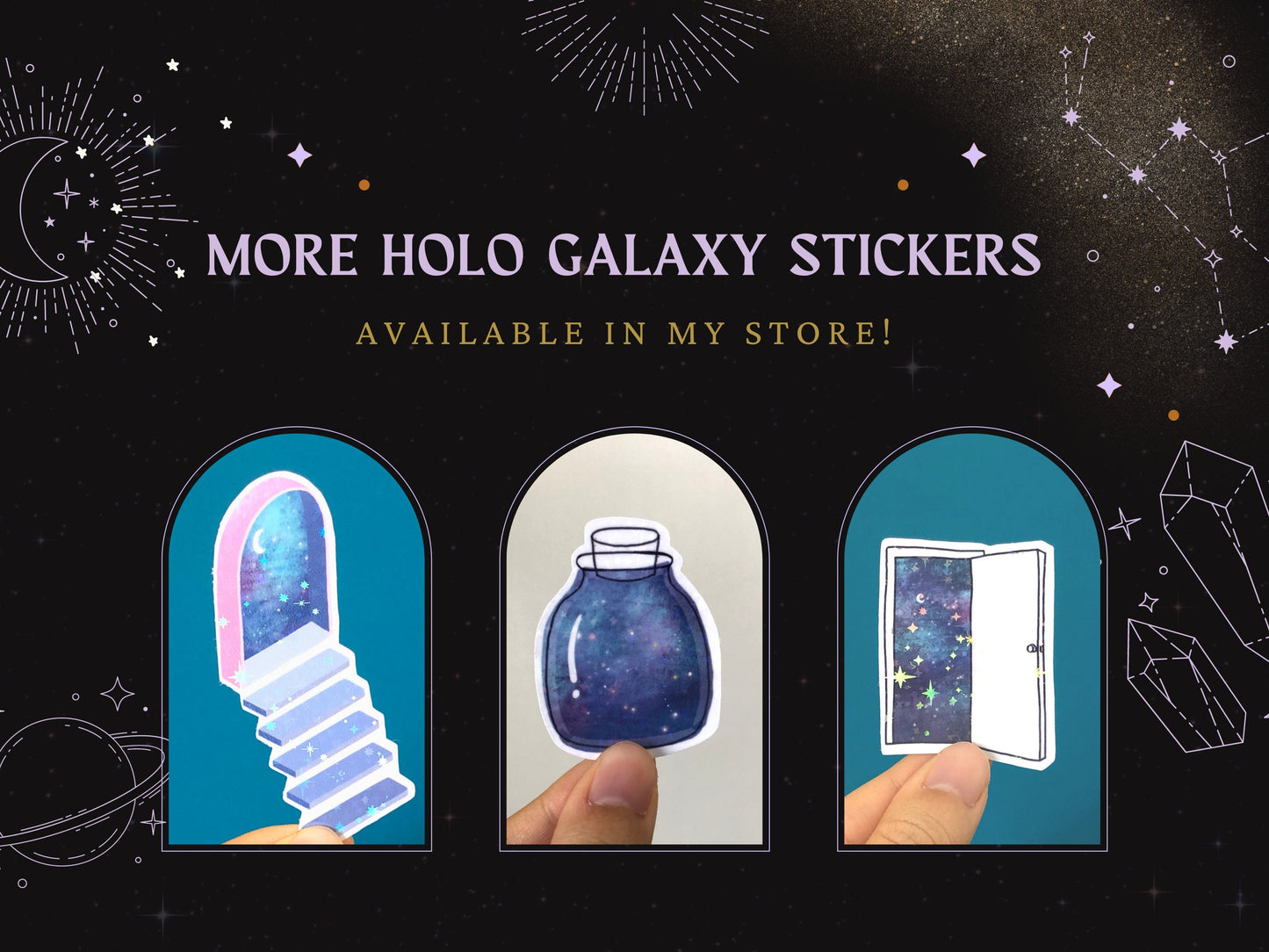 Celestial Hands Sticker Sheet | Holographic Sticker | Transparent Laptop Decals
