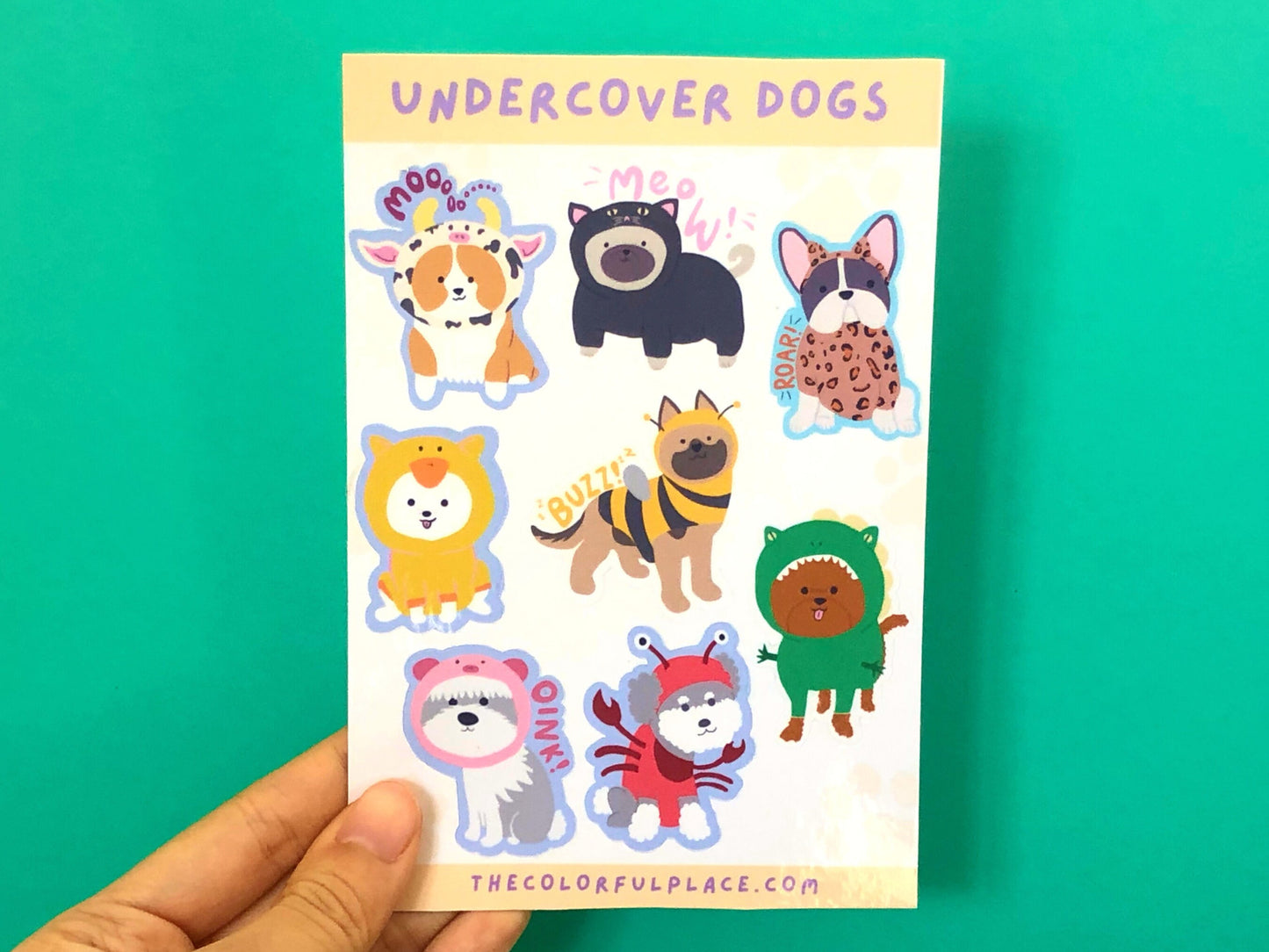 Cute Undercover Dogs Sticker Sheet (4"x6") | Laptop & Water Bottle Stickers