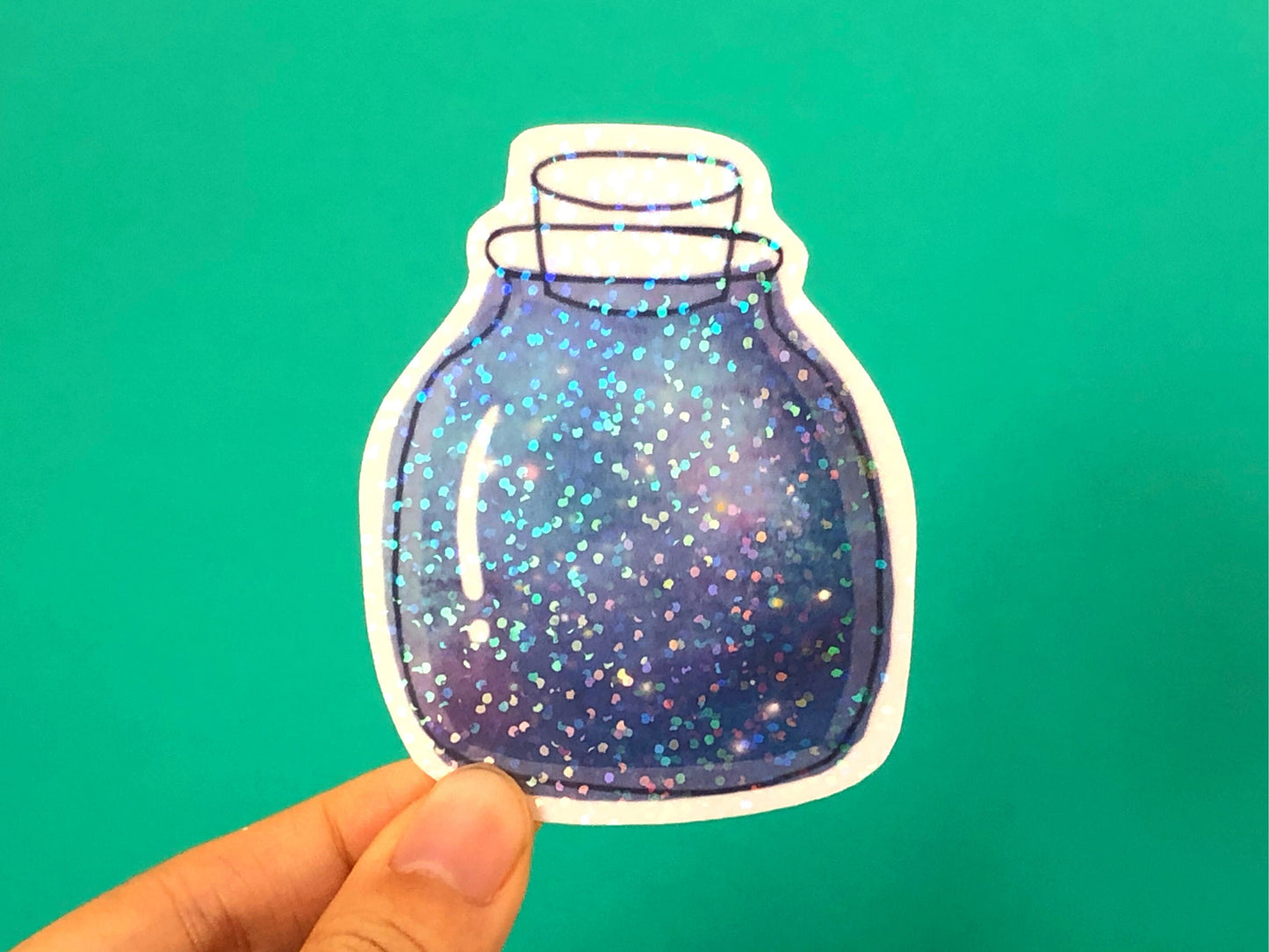 Galaxy Jar Sticker | Holographic Sticker | Space Laptop Decal