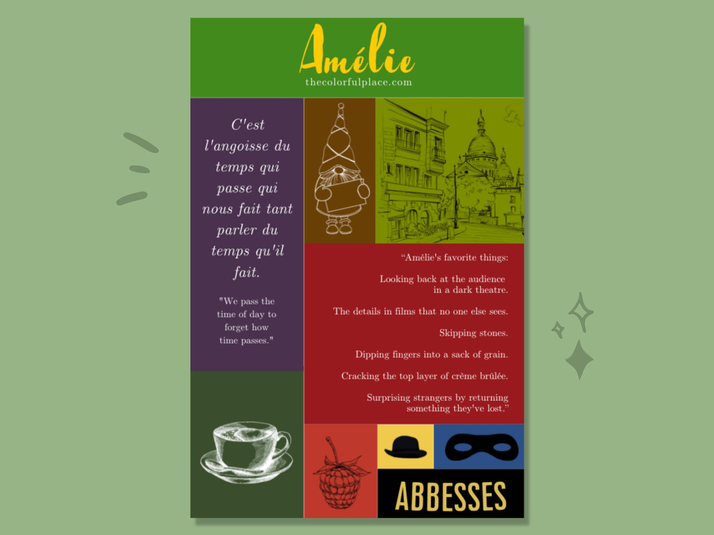 Amélie Sticker Sheet | French Cinema | Film Lover Gifts