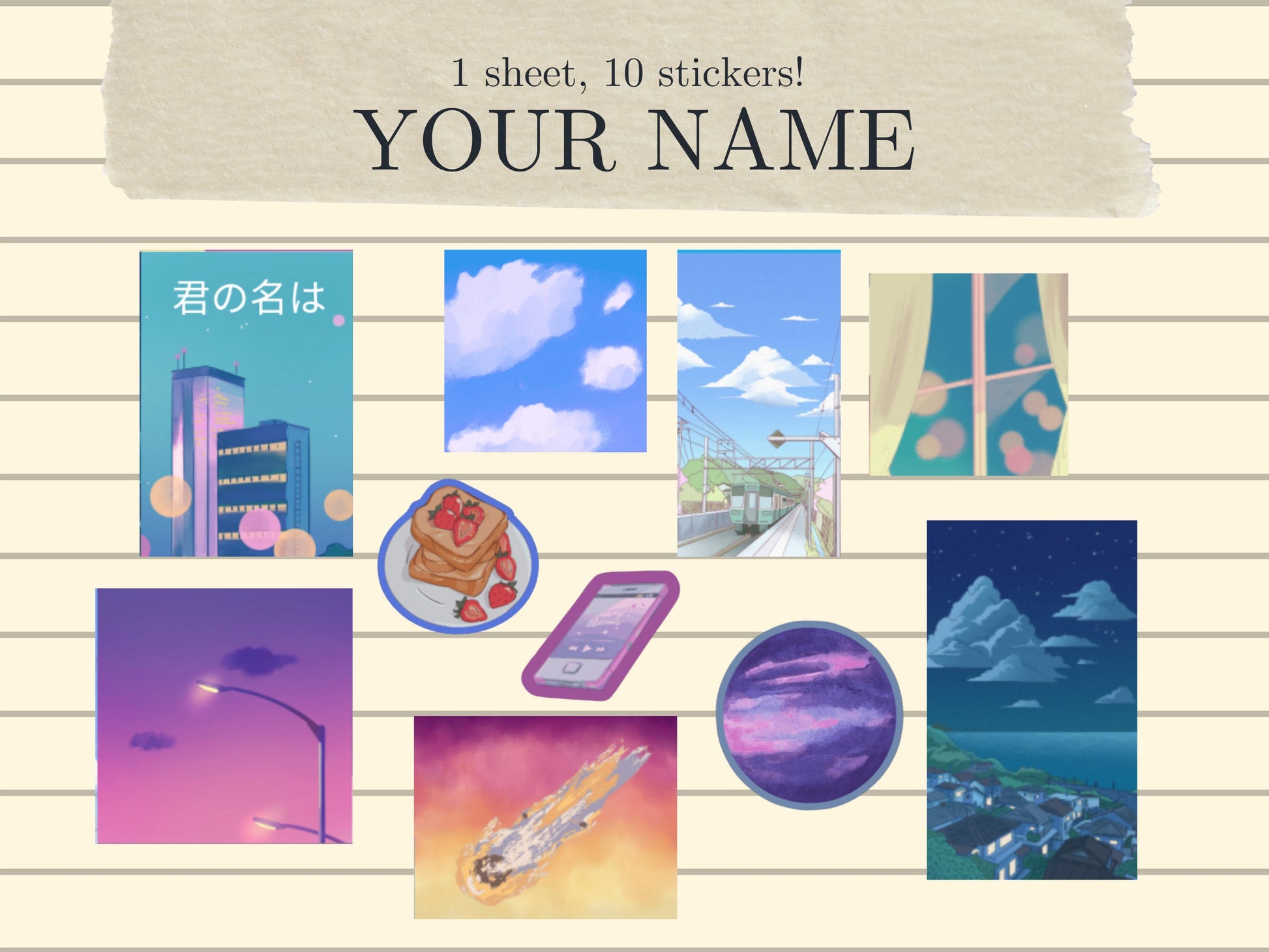Your Name Sticker Sheet | Anime Stickers | Film Lover Gifts