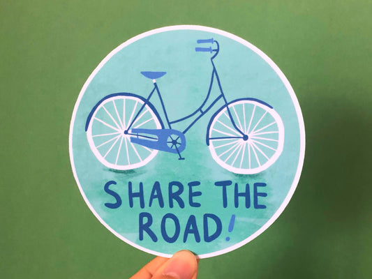 Share The Road Teal Sticker | Laptop Decal | Car Bumper Sticker | Outdoors Vinyl