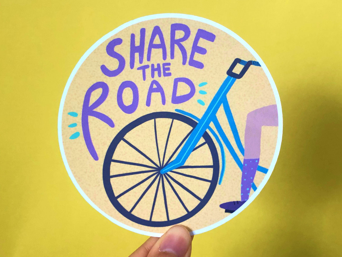 Share The Road Yellow Sticker | Cute Laptop Decal | Car Bumper Sticker