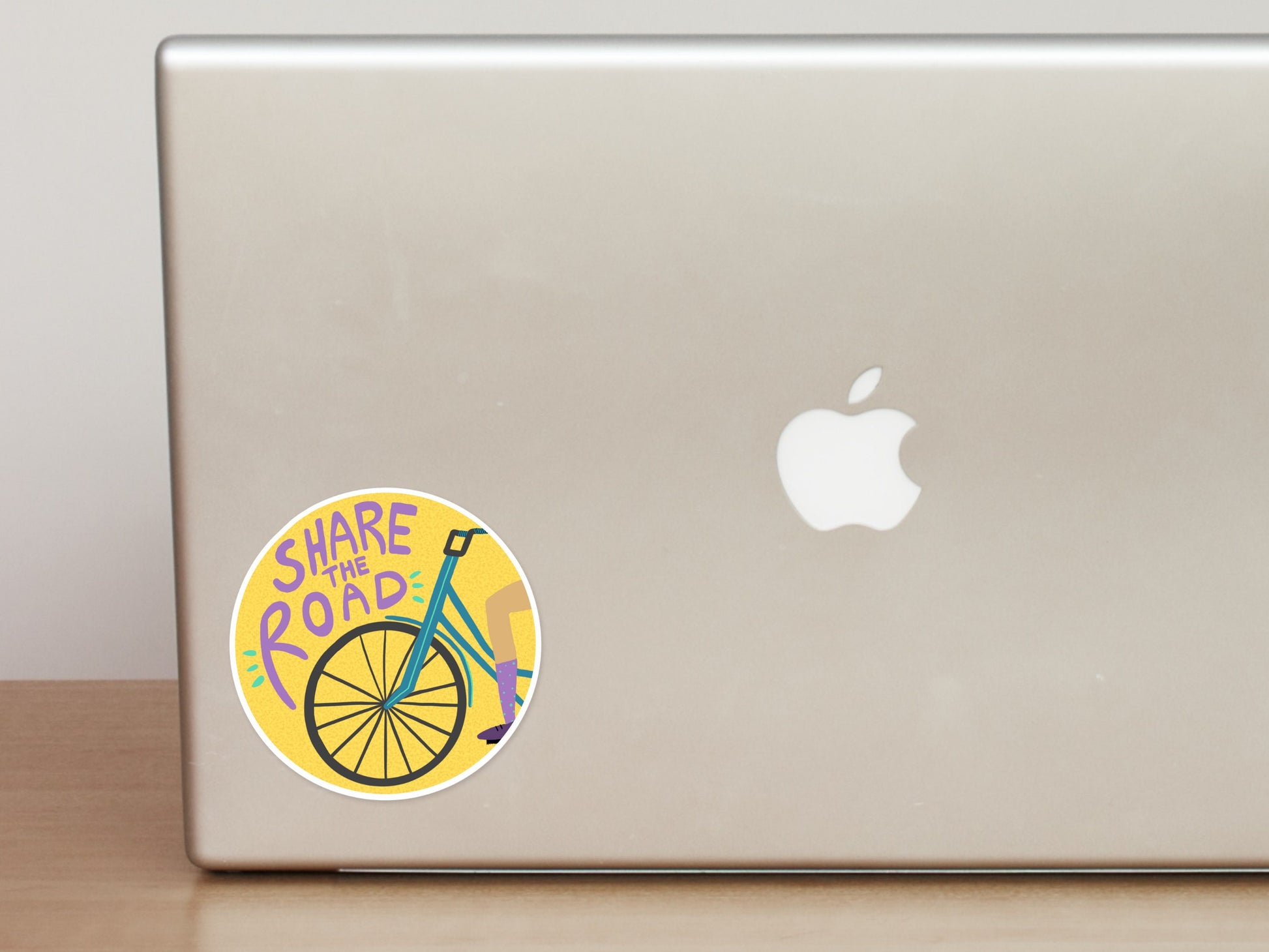 Share The Road Yellow Sticker | Cute Laptop Decal | Car Bumper Sticker