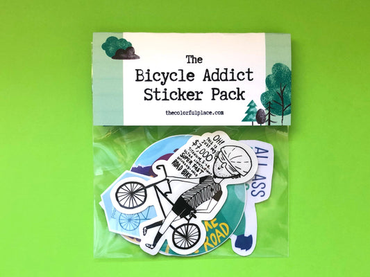 The Bicycle Addict Sticker Pack | Bicycle Gifts, Laptop Stickers, Water Bottle Decals