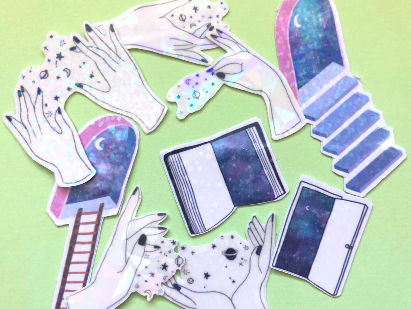 Holographic Galaxy Sticker Pack | Transparent Stickers