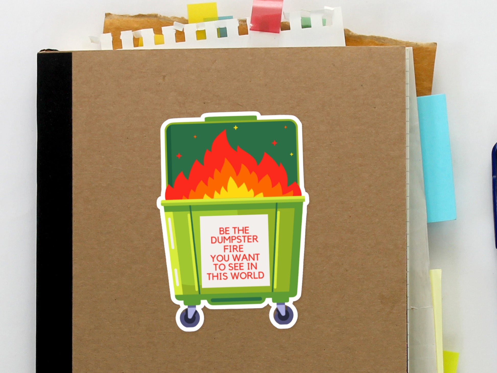 Dumpster Fire Sticker | Sad Millennial Gifts | Funny Laptop Decals | Aesthetic Sticker