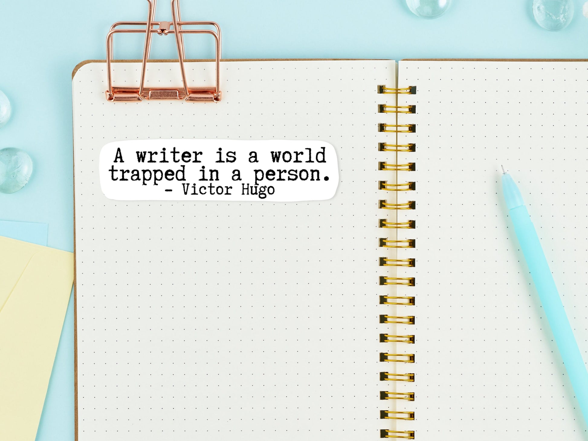 A Writer Is A World Trapped In A Person Sticker | Writer Gifts | Author Quotes | Writing Motivation