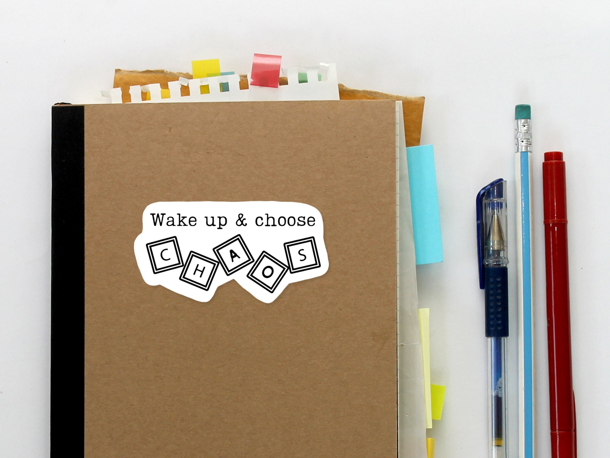 Wake Up And Choose Chaos Sticker | Sad Millennial Gifts | Funny Laptop Decals | Aesthetic Sticker