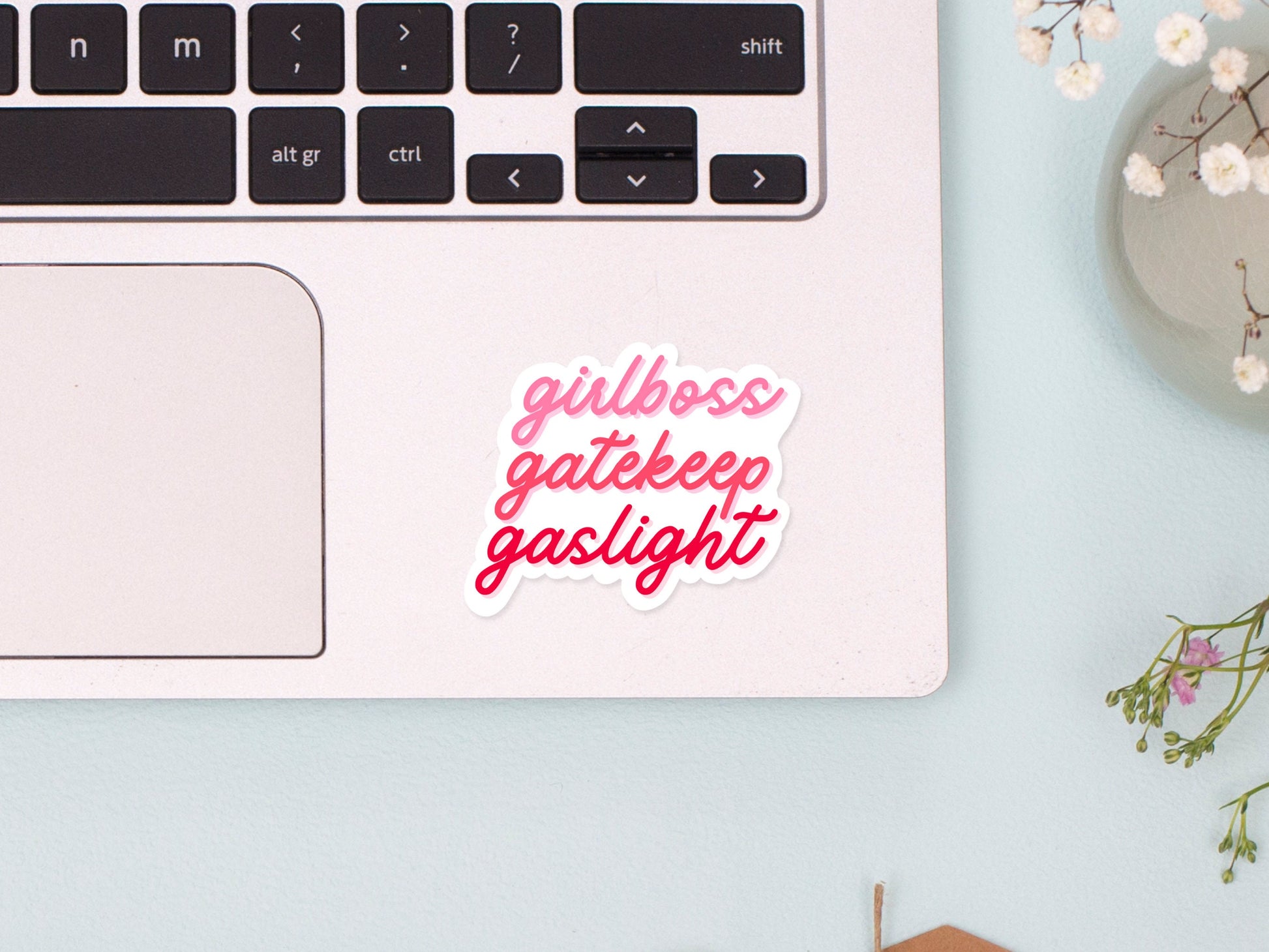 Girlboss, Gatekeep, Gaslight Sticker | Funny Laptop Decals | Aesthetic Sticker