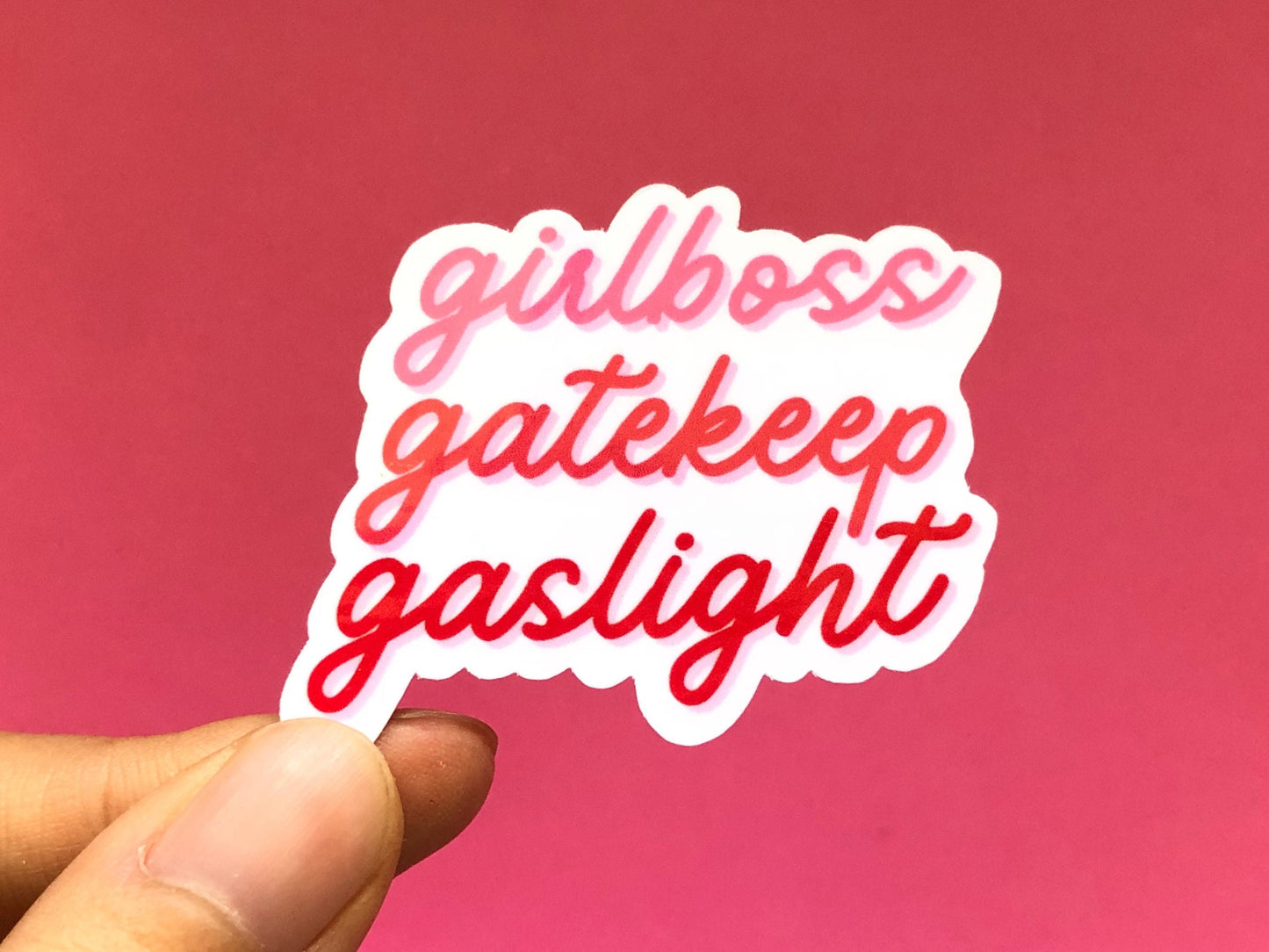 Girlboss, Gatekeep, Gaslight Sticker | Funny Laptop Decals | Aesthetic Sticker