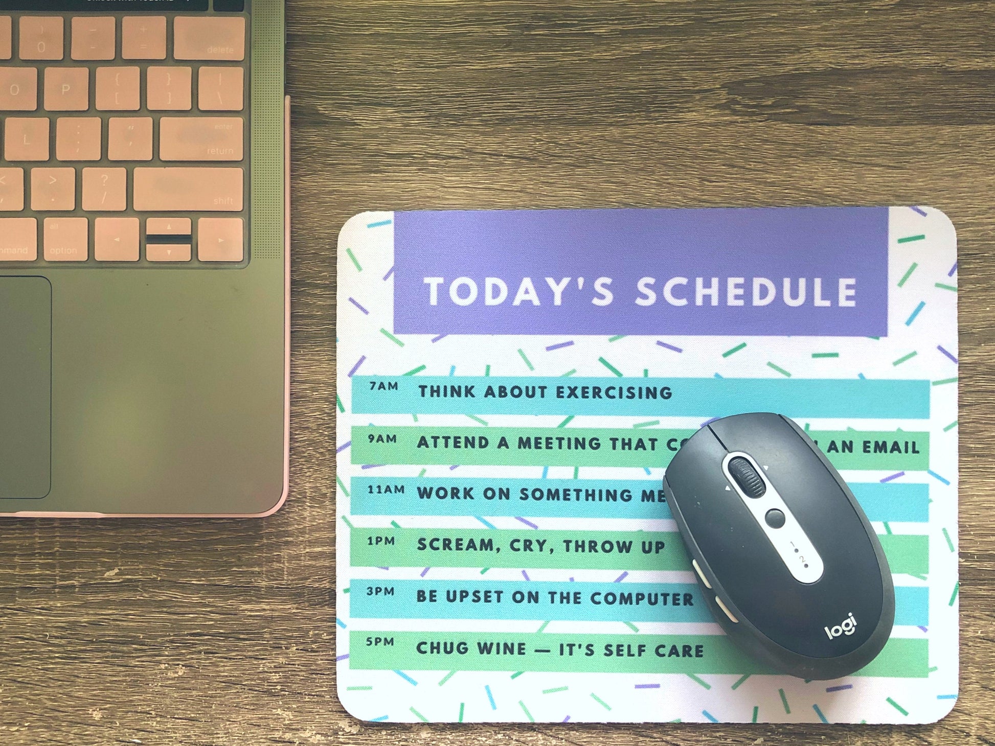 Today's Schedule Mousepad | Sad Millennial Gifts | Funny Mousepad | Coworker Gift