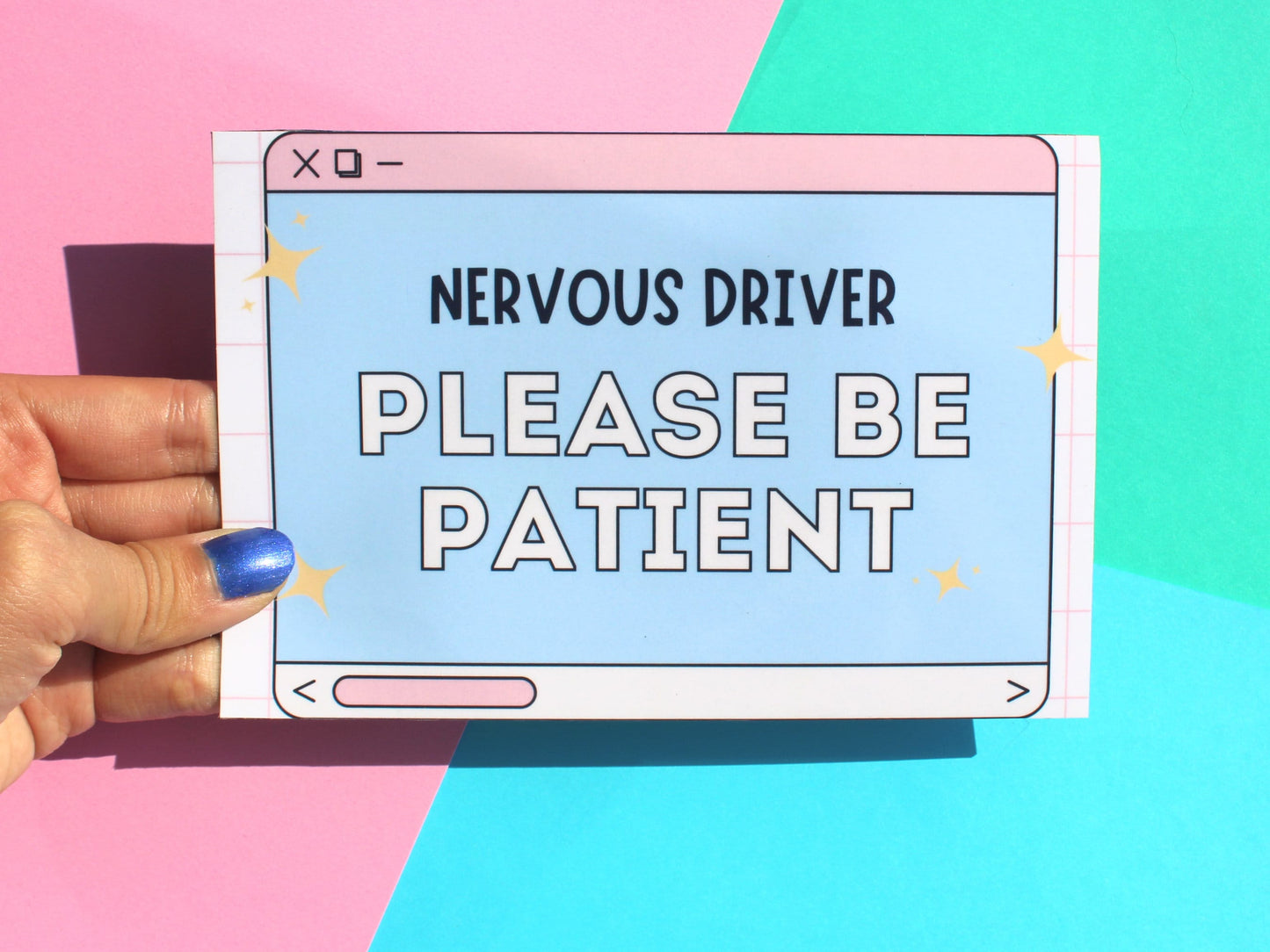 Nervous Driver, Please Be Patient Car Bumper Magnet | Funny Car Magnets | Millennial Gen Z Aesthetic