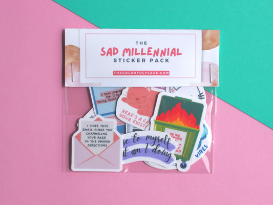 The Sad Millennial Sticker Pack | Funny Laptop Decals | Aesthetic Stickers