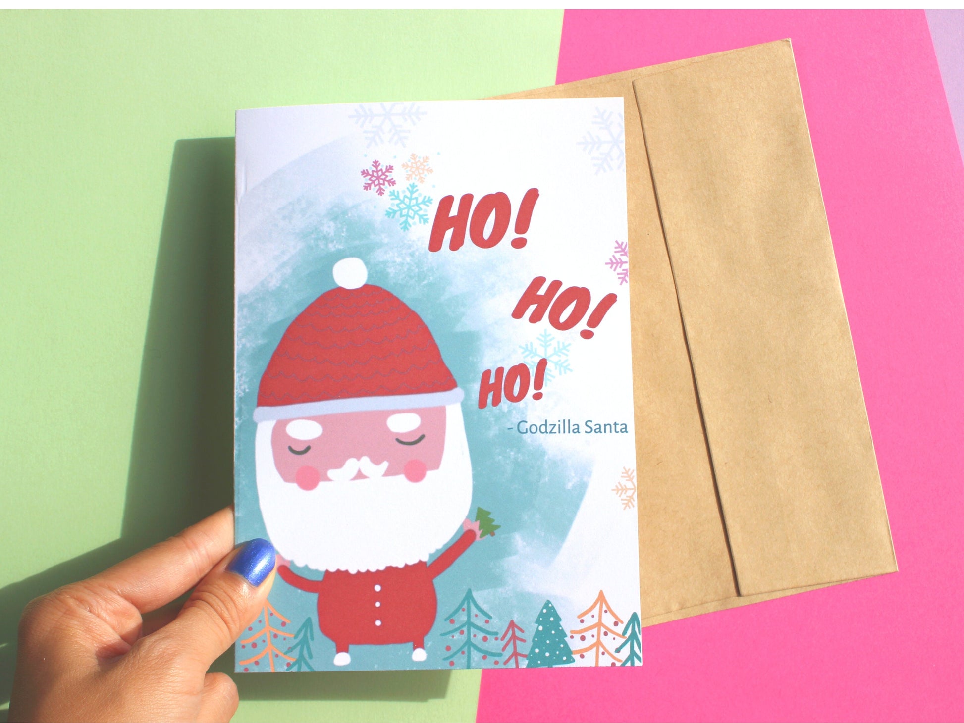 Godzilla Santa Card | Funny Christmas Card | Funny Holiday Card