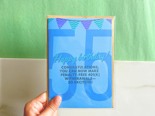 55th Birthday Card | Funny Birthday Card | 55 Birthday Gift | 55th 401(k) Card