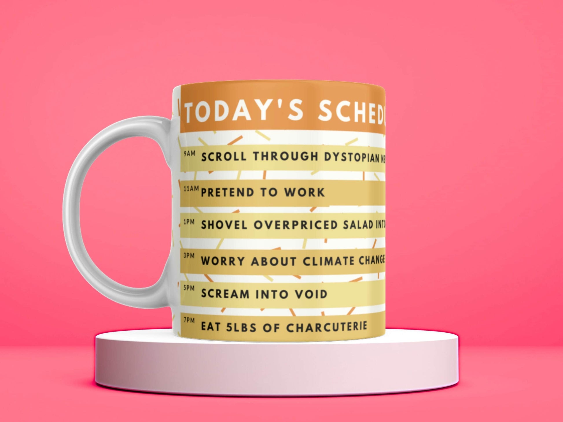 Today's Schedule Yellow Mug | Funny Mugs | Dark Humor Mug | Coworker Gifts