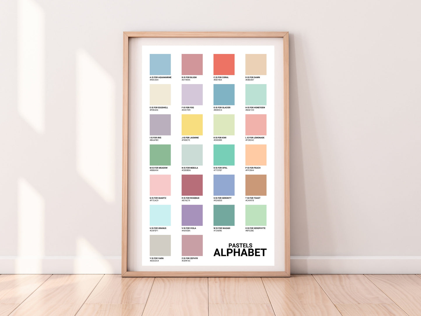 Pastel Colors Alphabet Print | Pantone Print | Boho Nursery Wall Art | Playroom Decor | Aesthetic Nursery Print | Alphabet Print Download